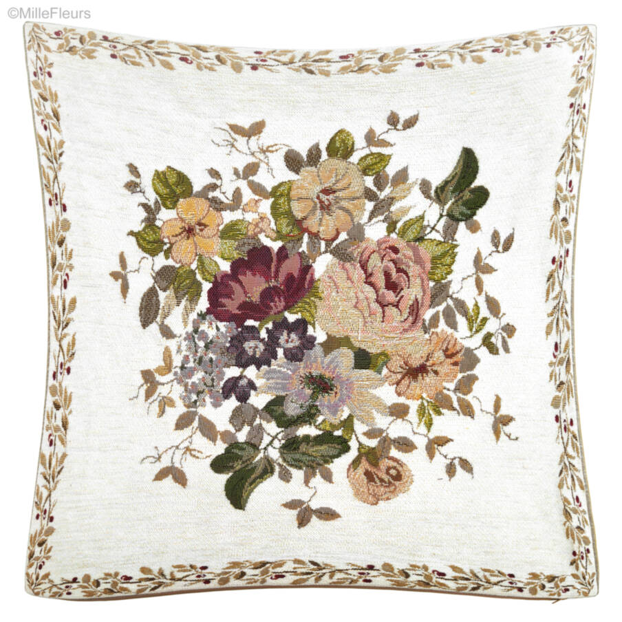 Truda, white Tapestry cushions Classic Flowers - Mille Fleurs Tapestries