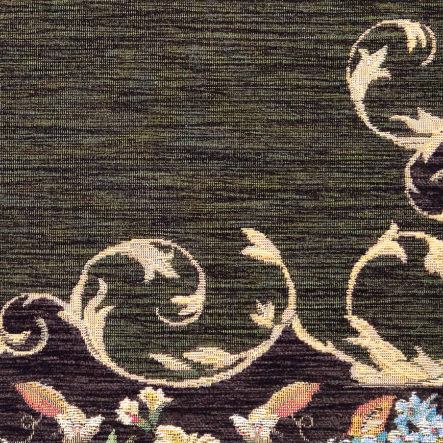 Zitta, dark green Tapestry cushions Classic Flowers - Mille Fleurs Tapestries