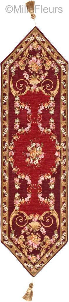 Haiti, rouge Chemins de table Traditionnel - Mille Fleurs Tapestries