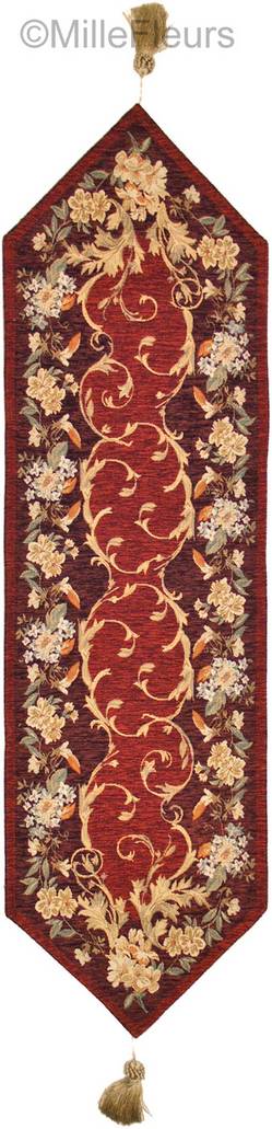 Zitta, bordeau Tafellopers Traditioneel - Mille Fleurs Tapestries