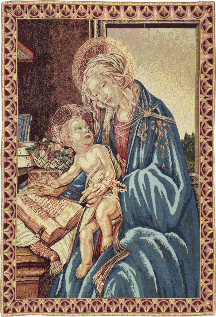 Madonna ven het Boek Wandtapijten Religieus - Mille Fleurs Tapestries