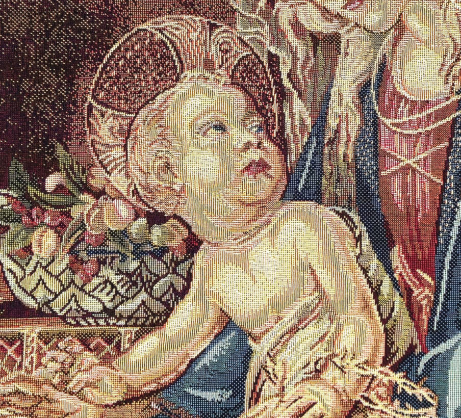 Madonna ven het Boek Wandtapijten Religieus - Mille Fleurs Tapestries