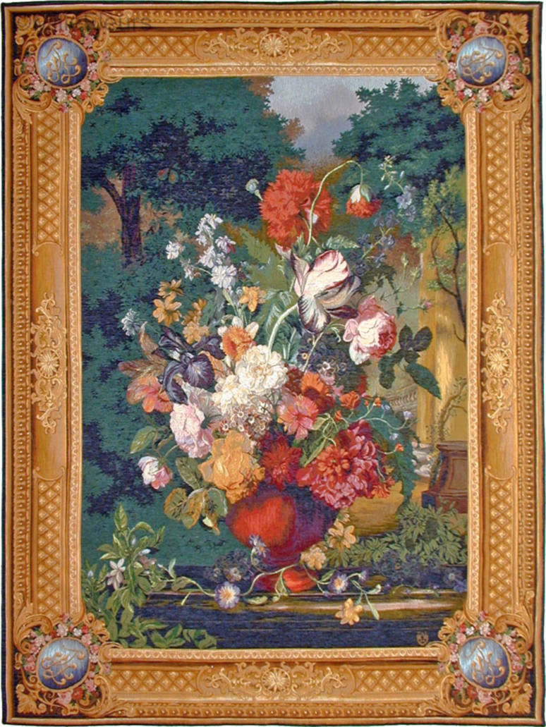 Groot Vlaams Boeket Wandtapijten Wandtapijten met Zijde - Mille Fleurs Tapestries