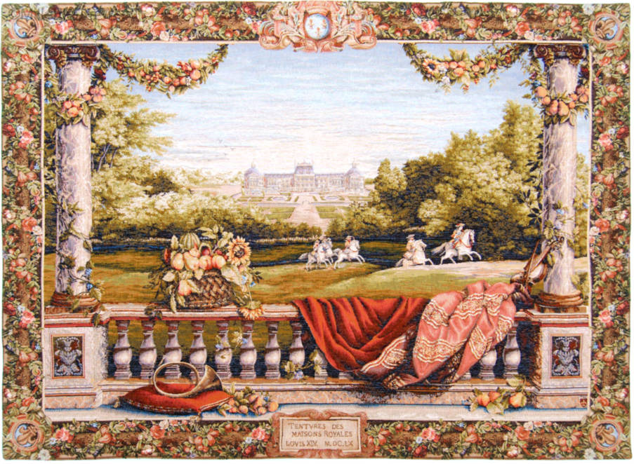 Terraza en el Castillo Tapices de pared Tapices con Seda - Mille Fleurs Tapestries