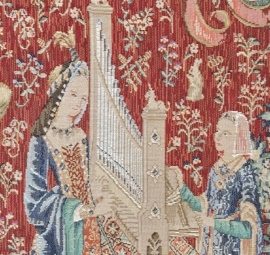 Het Gehoor Wandtapijten Dame en de Eenhoorn - Mille Fleurs Tapestries