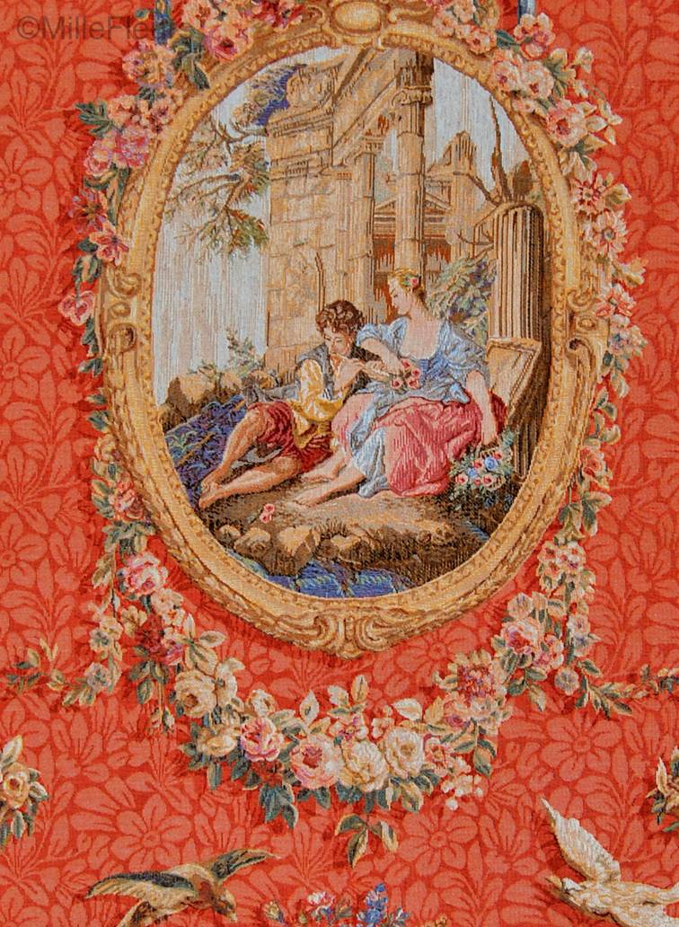 Serenade, rouge Wall tapestries Romantic and Pastoral - Mille Fleurs Tapestries