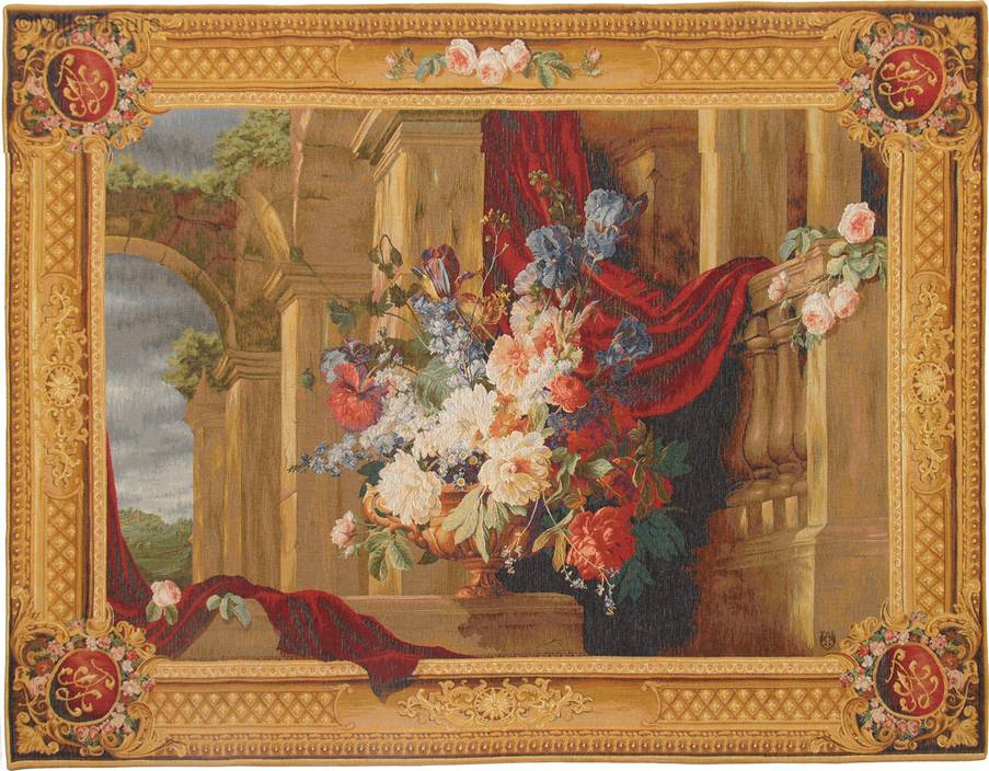 Bouquet and Architecture Wall tapestries Classic Flower Arrangements - Mille Fleurs Tapestries