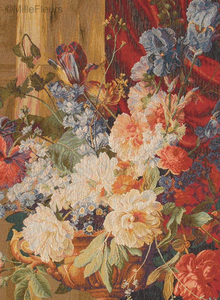 Bouquet and Architecture, vertical Wall tapestries Classic Flower Arrangements - Mille Fleurs Tapestries