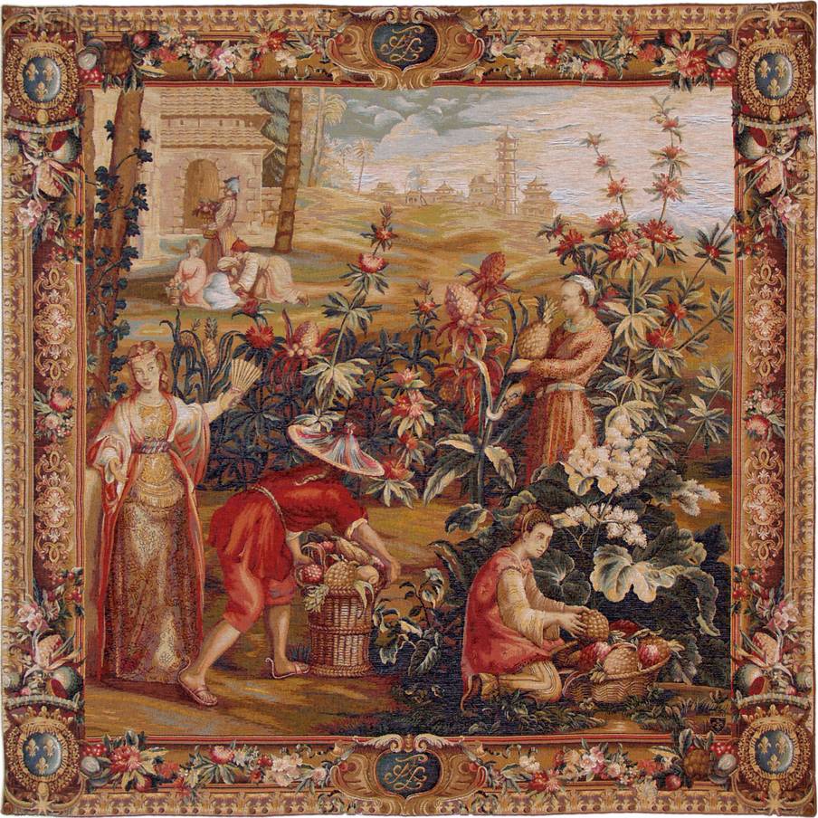 Pineapple Pickers, part Wall tapestries Orientalism - Mille Fleurs Tapestries