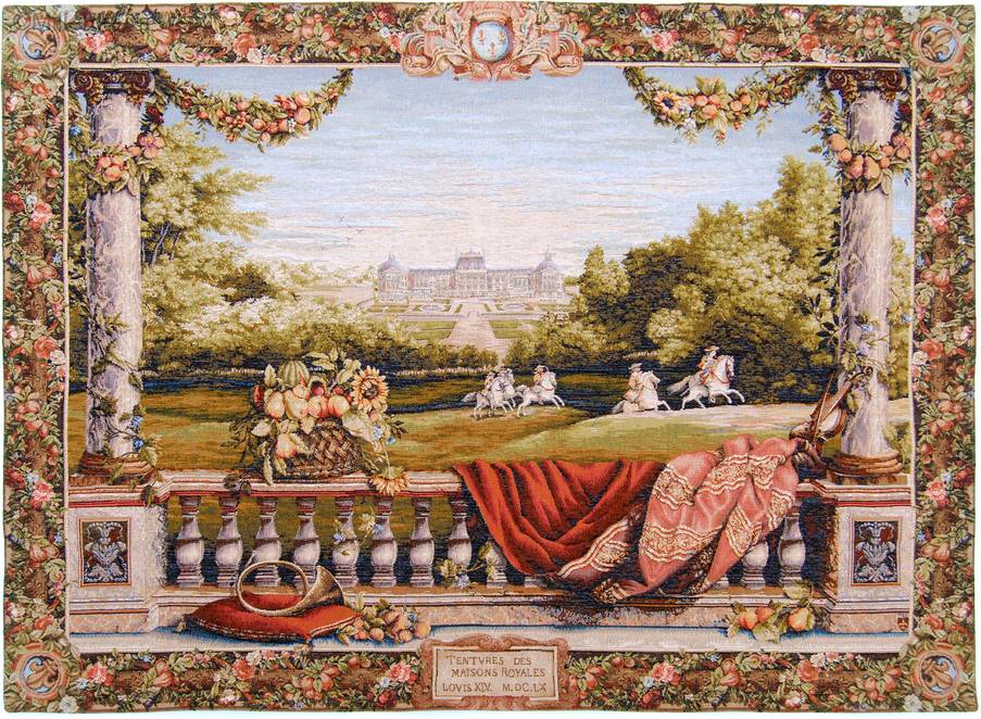 Terrace at the Castle Wall tapestries Castles - Mille Fleurs Tapestries