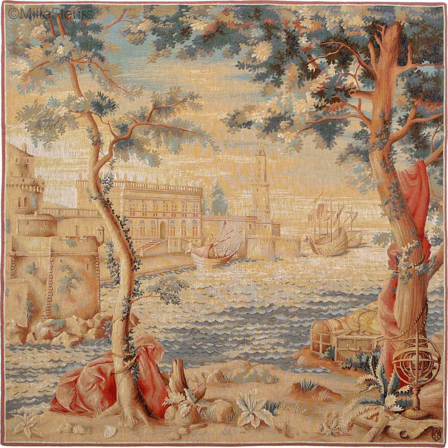 The Harbor Wall tapestries Maps and Nautical - Mille Fleurs Tapestries
