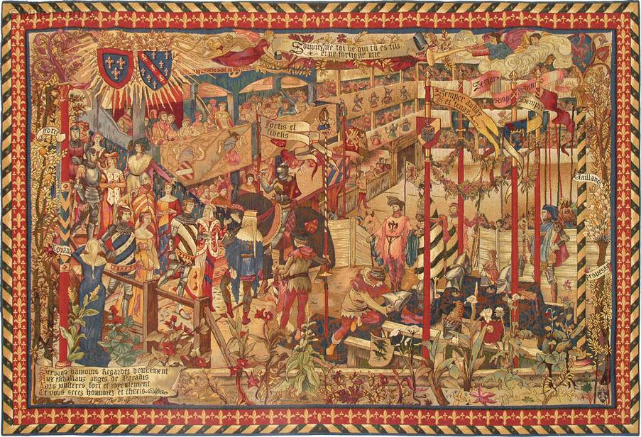 Toernooi Wandtapijten Middeleeuwse Ridders - Mille Fleurs Tapestries