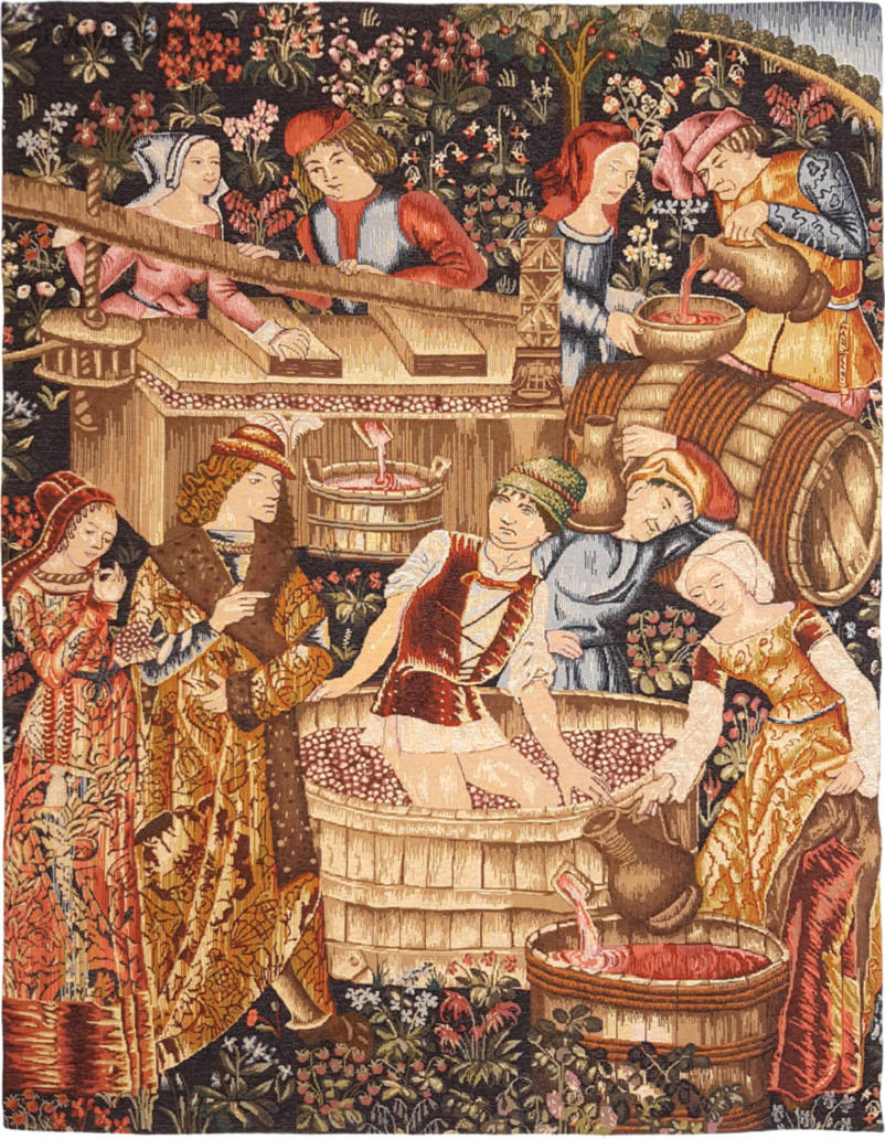 The Winepress Wall tapestries Grapes Harvest - Mille Fleurs Tapestries