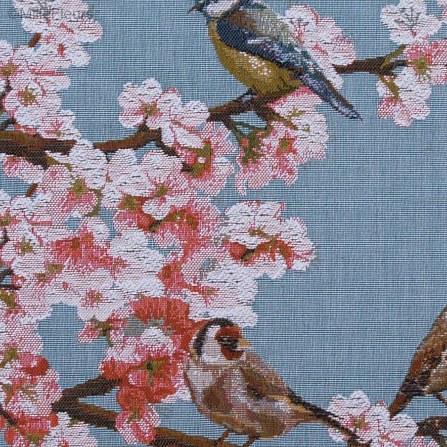 Zangvogels, blauw Sierkussens Vogels - Mille Fleurs Tapestries