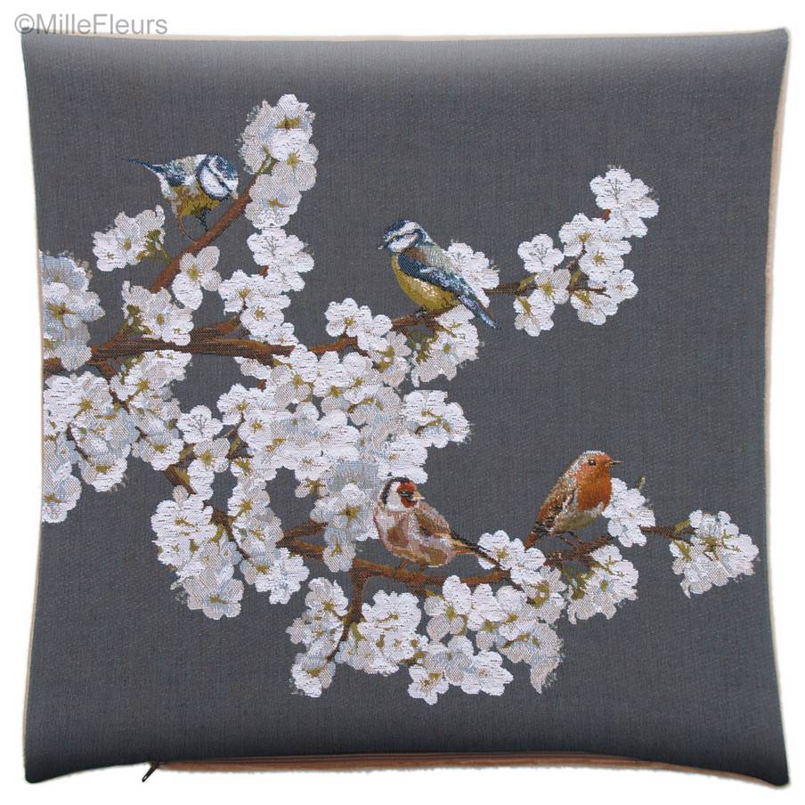 Zangvogels, grijs Sierkussens Vogels - Mille Fleurs Tapestries