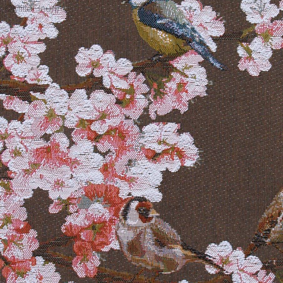 Zangvogels, bruin Kussenslopen Vogels - Mille Fleurs Tapestries