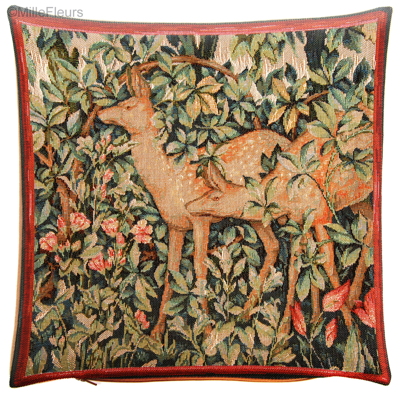Two Deer - William Morris & Co - Tapestry cushions - Mille Fleurs ...
