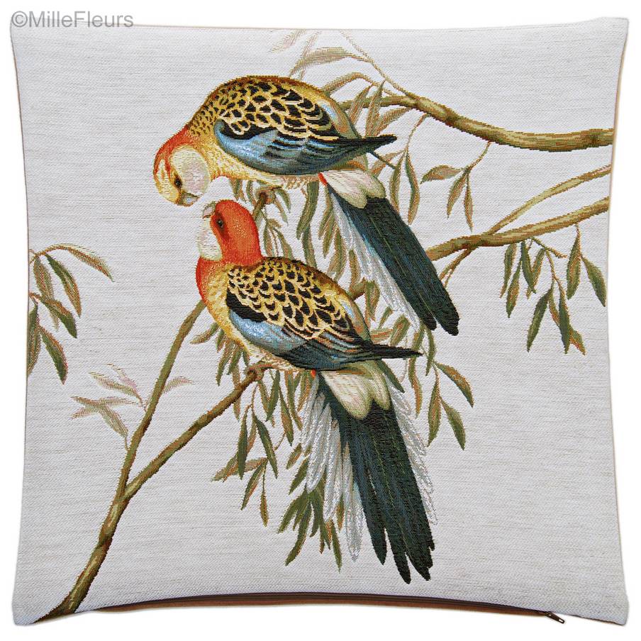 Periquitos Fundas de cojín Pájaros - Mille Fleurs Tapestries