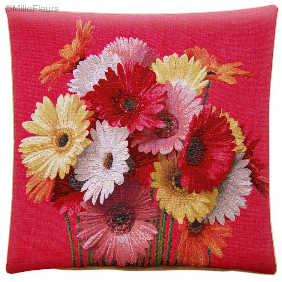 Gerbera Housses de coussin Fleurs contemporain - Mille Fleurs Tapestries