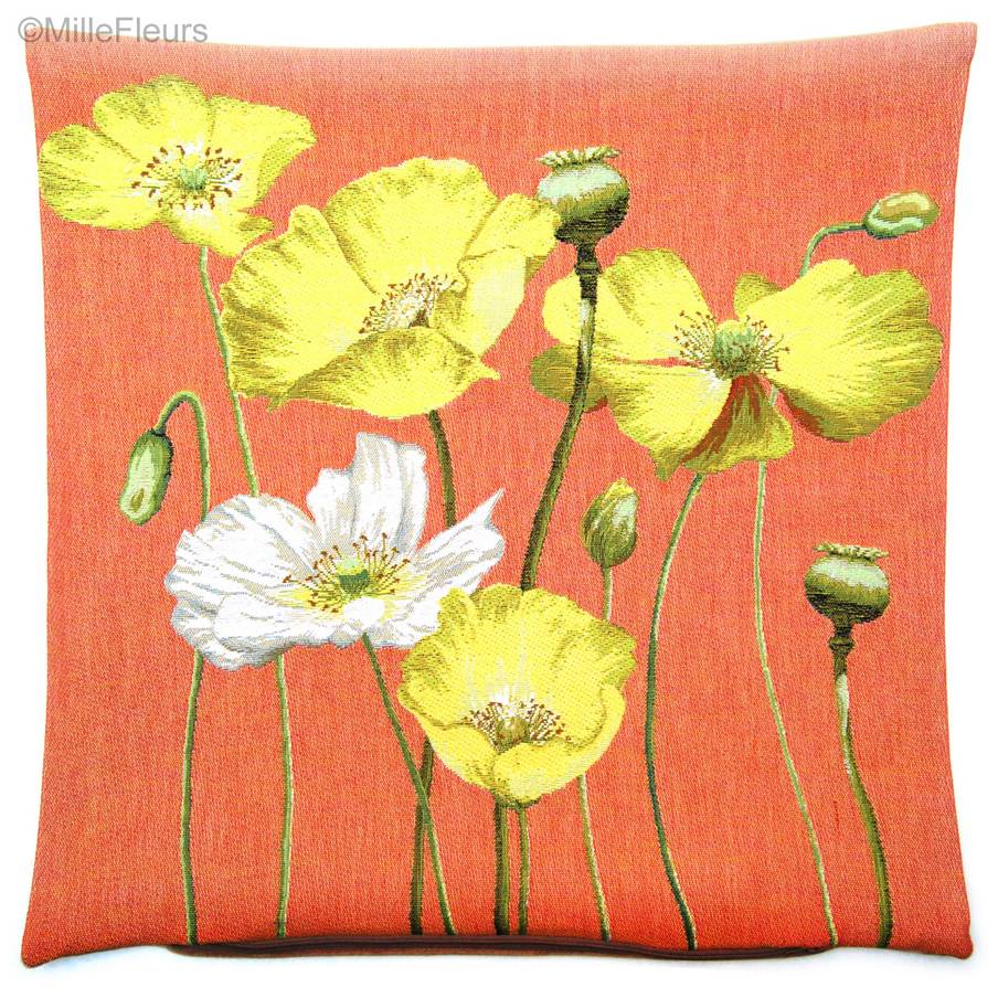 Yellow Poppies Tapestry cushions Poppies - Mille Fleurs Tapestries