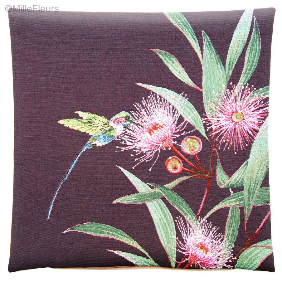 Eucalyptus en Groene Kolibrie Kussenslopen Vogels - Mille Fleurs Tapestries
