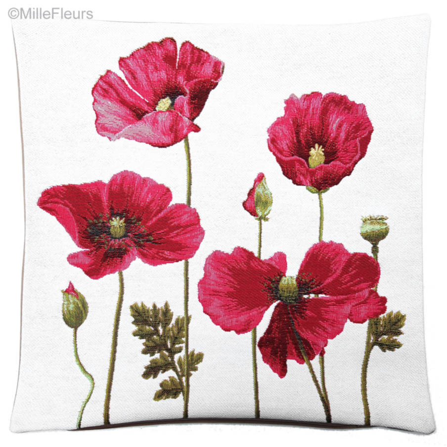 Coquelicot Housses de coussin Coquelicots - Mille Fleurs Tapestries