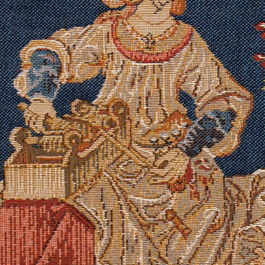 Spinnen van Wol Sierkussens Middeleeuws - Mille Fleurs Tapestries