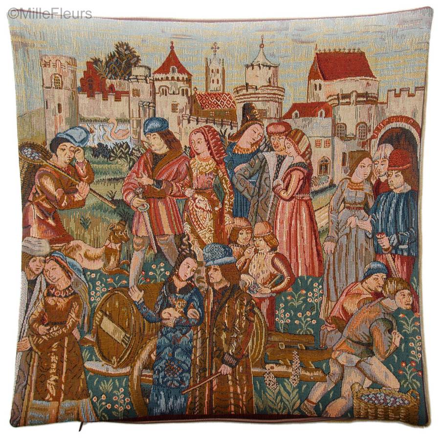Wine Market Tapestry cushions Grapes Harvest - Mille Fleurs Tapestries