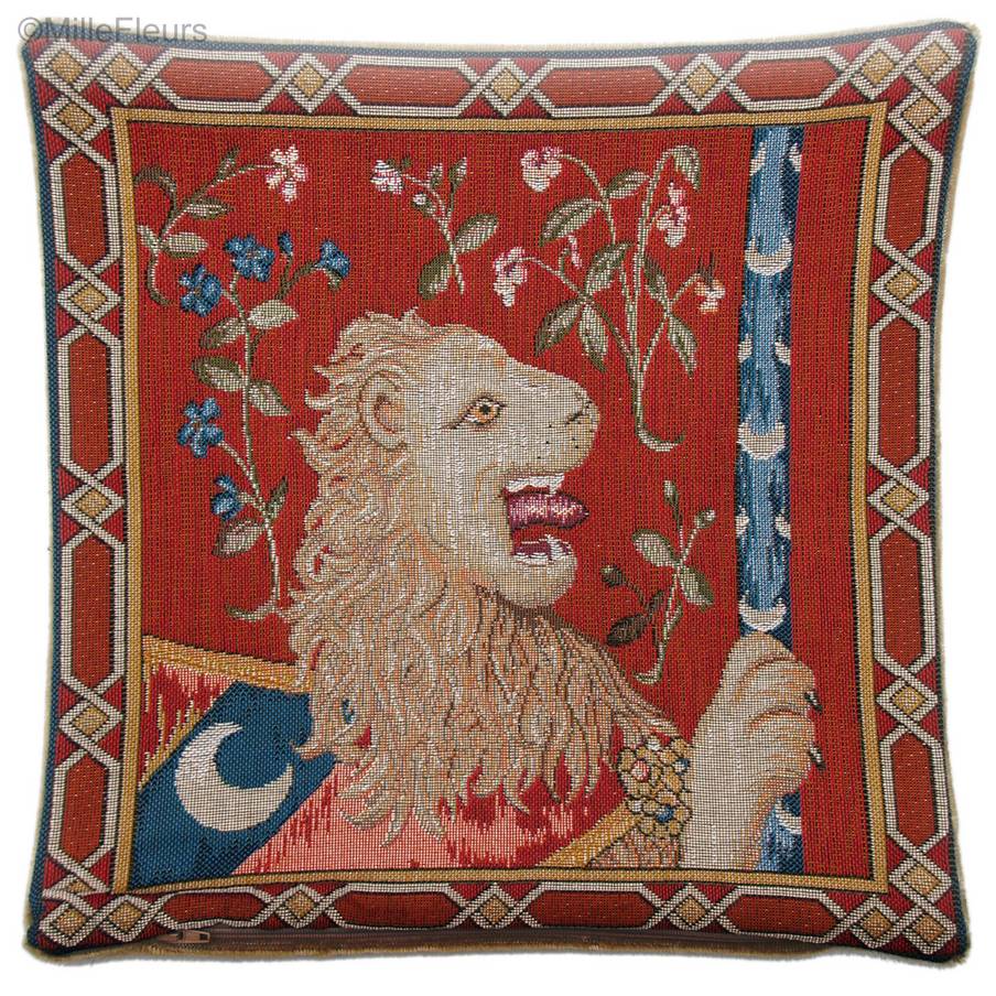 Lion Housses de coussin Série de la Licorne - Mille Fleurs Tapestries