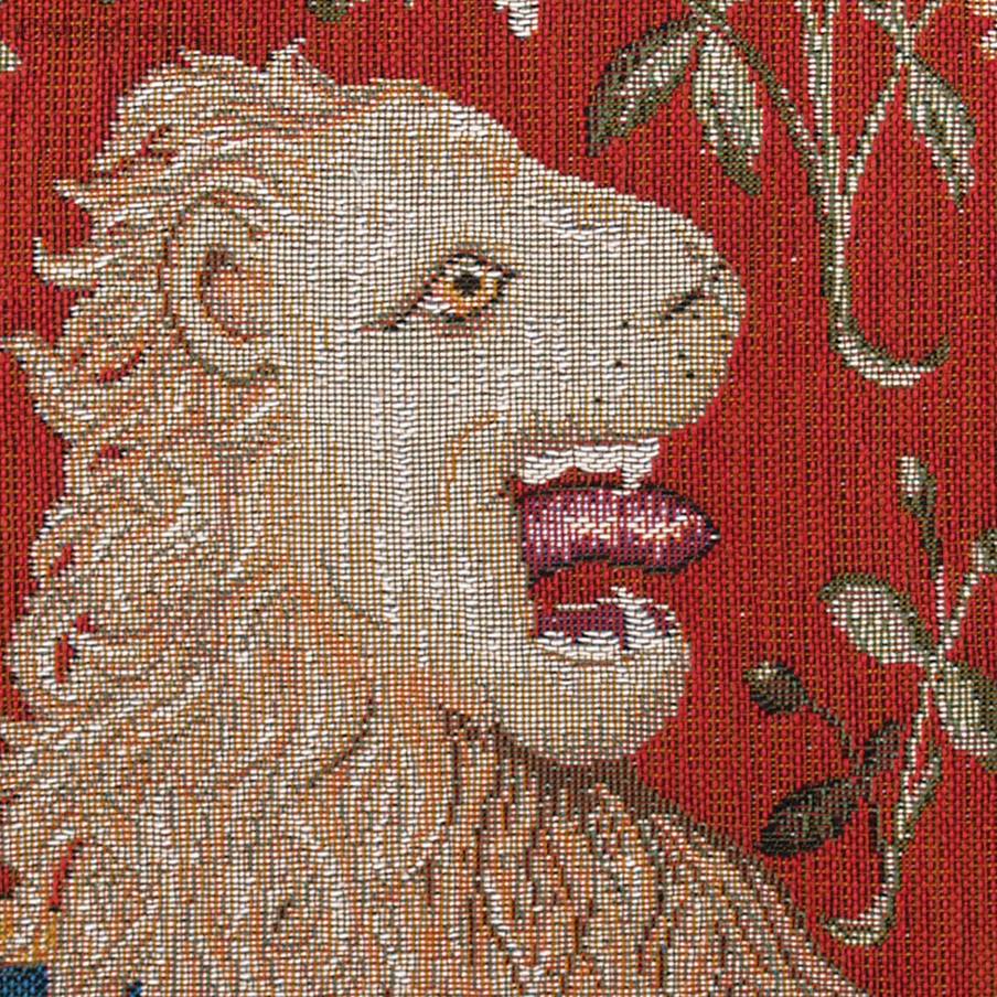 Lion Housses de coussin Série de la Licorne - Mille Fleurs Tapestries