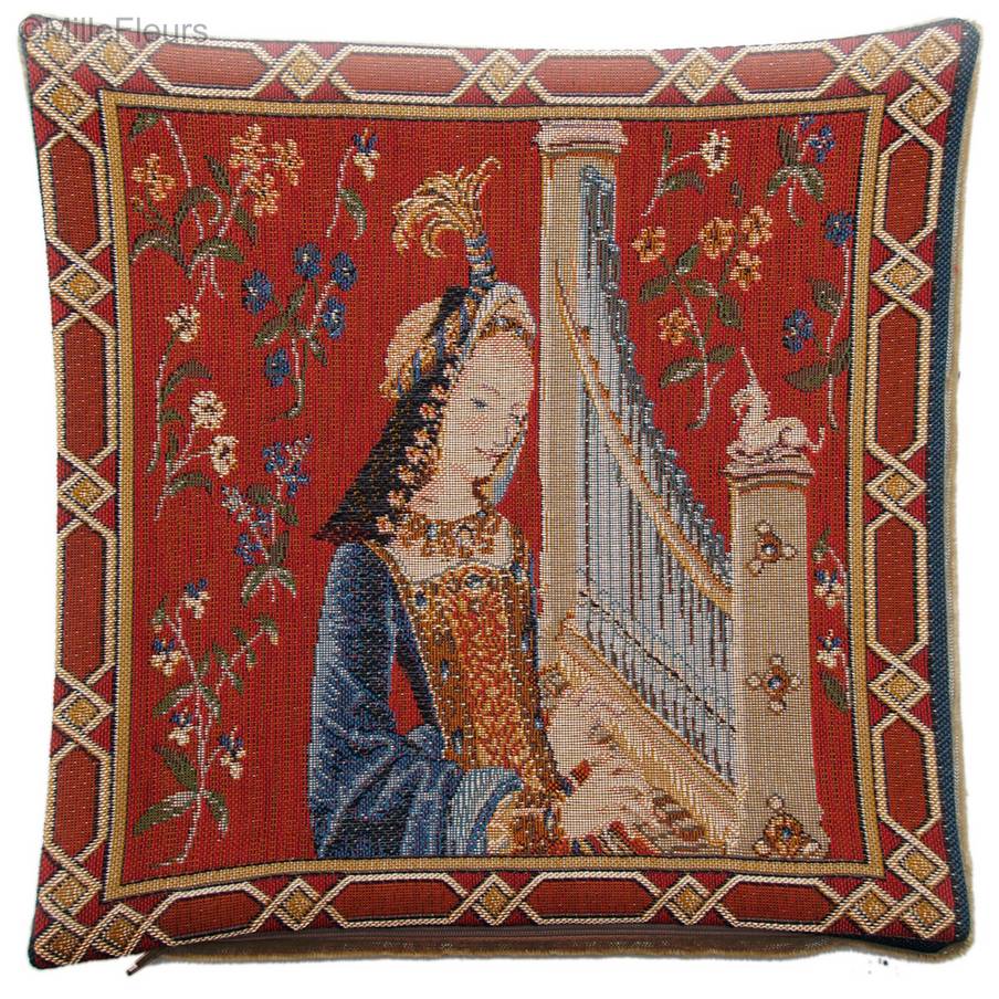 The Hearing Tapestry cushions Unicorn series - Mille Fleurs Tapestries