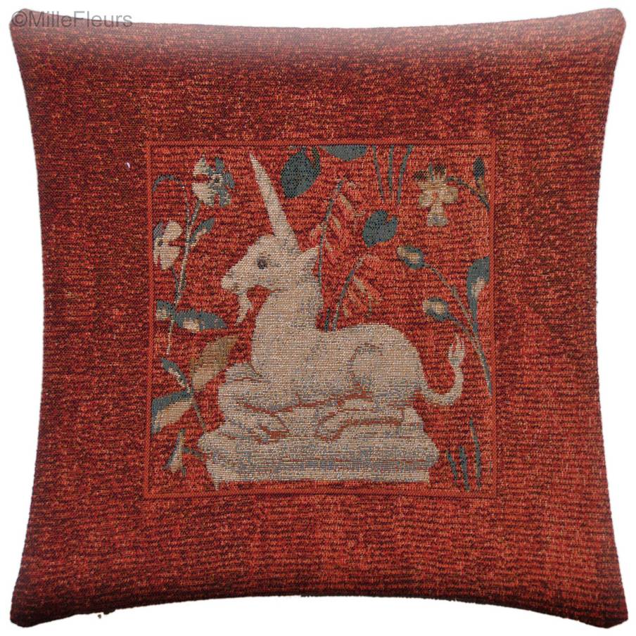 Unicornio Fundas de cojín Serie del Unicornio - Mille Fleurs Tapestries