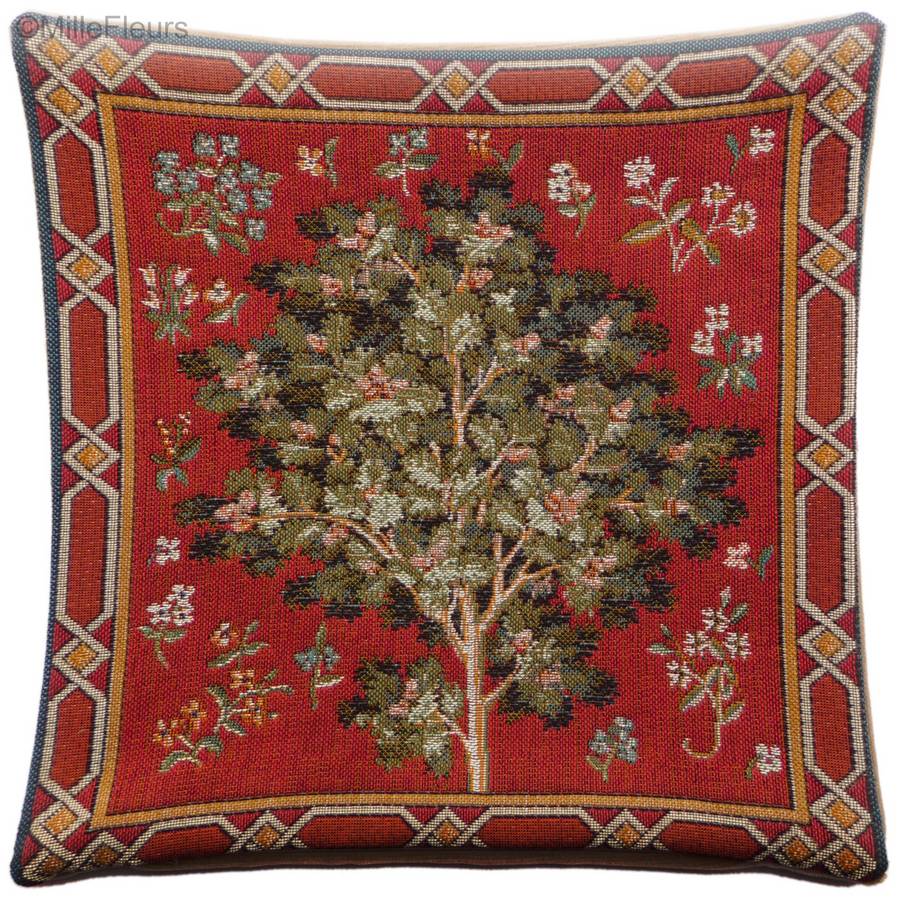 Chêne Housses de coussin Série de la Licorne - Mille Fleurs Tapestries