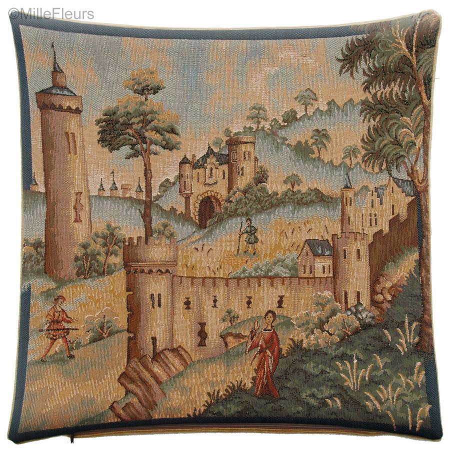 La Caza del Paisaje Fundas de cojín Medieval - Mille Fleurs Tapestries
