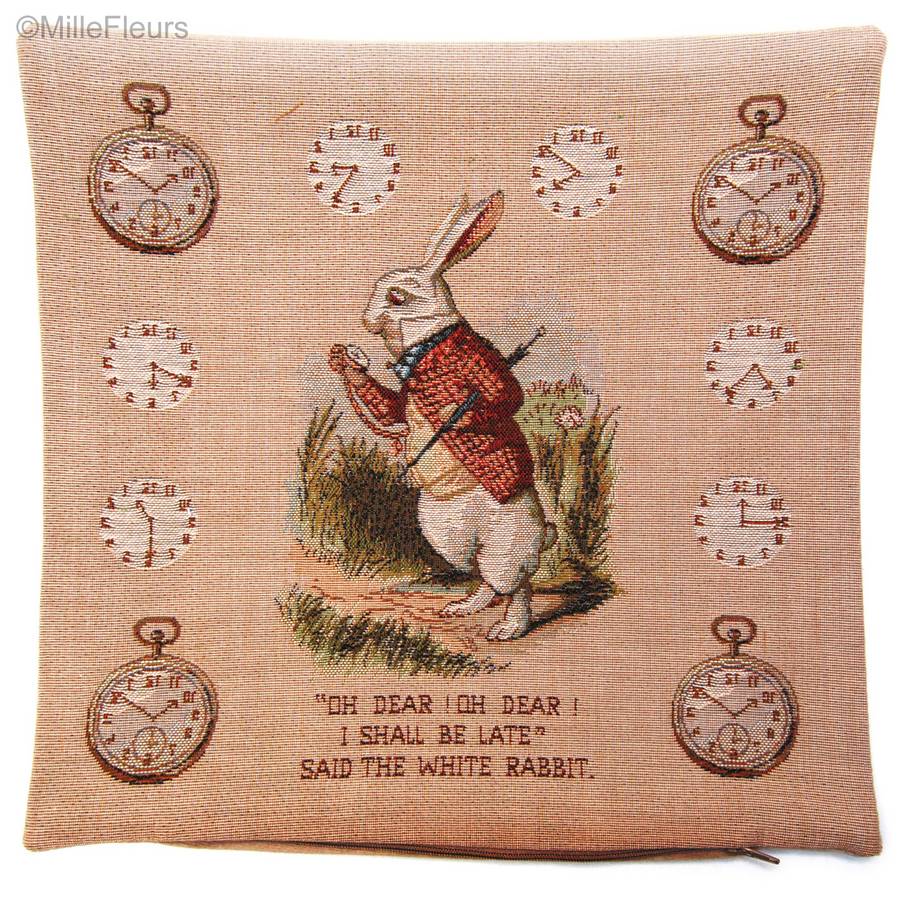 Late Rabbit Tapestry cushions Alice in Wonderland - Mille Fleurs Tapestries