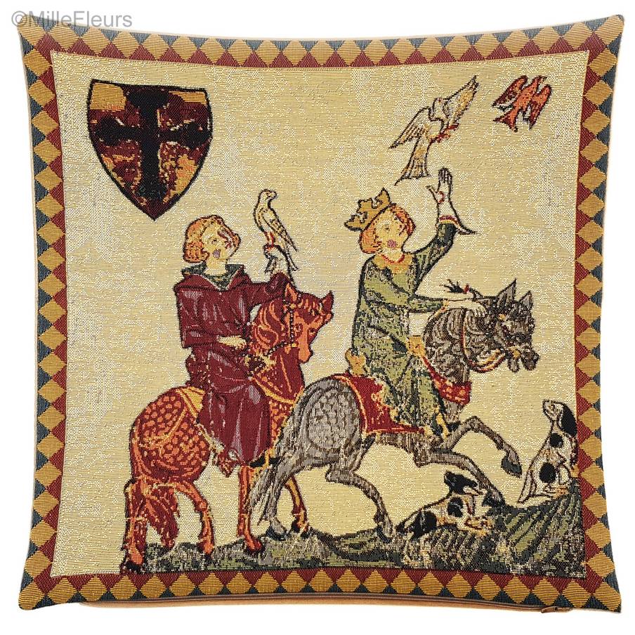 König Konrad der Junge Housses de coussin Codex Manesse - Mille Fleurs Tapestries