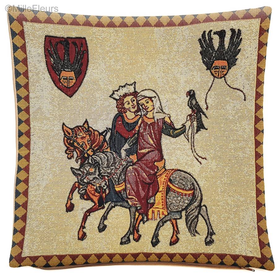 Wernher von Teufen Housses de coussin Codex Manesse - Mille Fleurs Tapestries