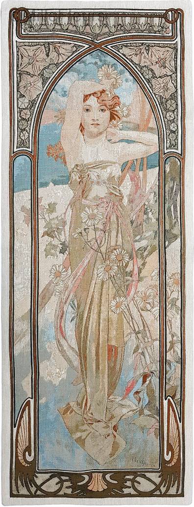 Helderheid van de Dag (Mucha) Wandtapijten Alfons Mucha - Mille Fleurs Tapestries