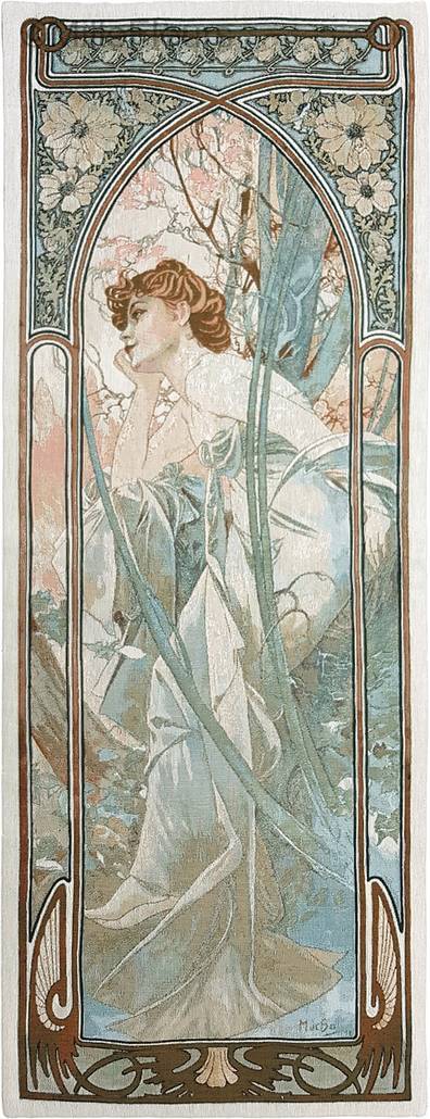 Avond Mijmering (Mucha) Wandtapijten Alfons Mucha - Mille Fleurs Tapestries
