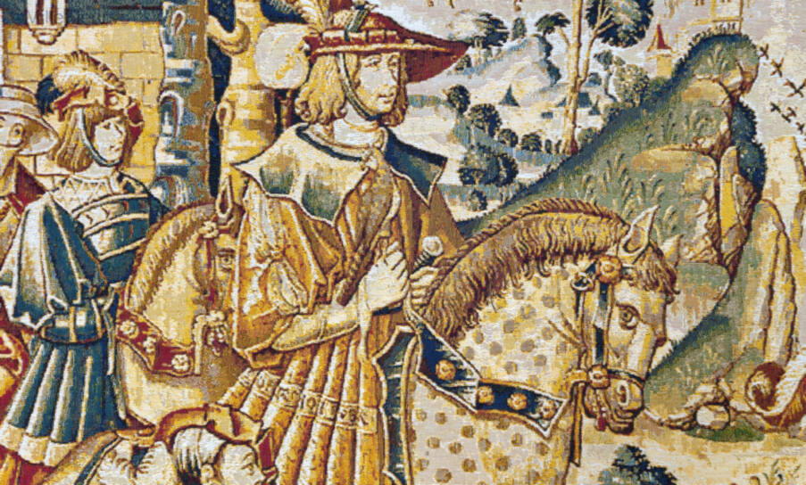 The Departure Wall tapestries Renaissance - Mille Fleurs Tapestries