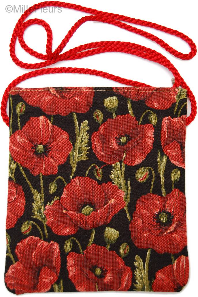 Poppies on black Bags & purses Evening Bags Frida - Mille Fleurs Tapestries