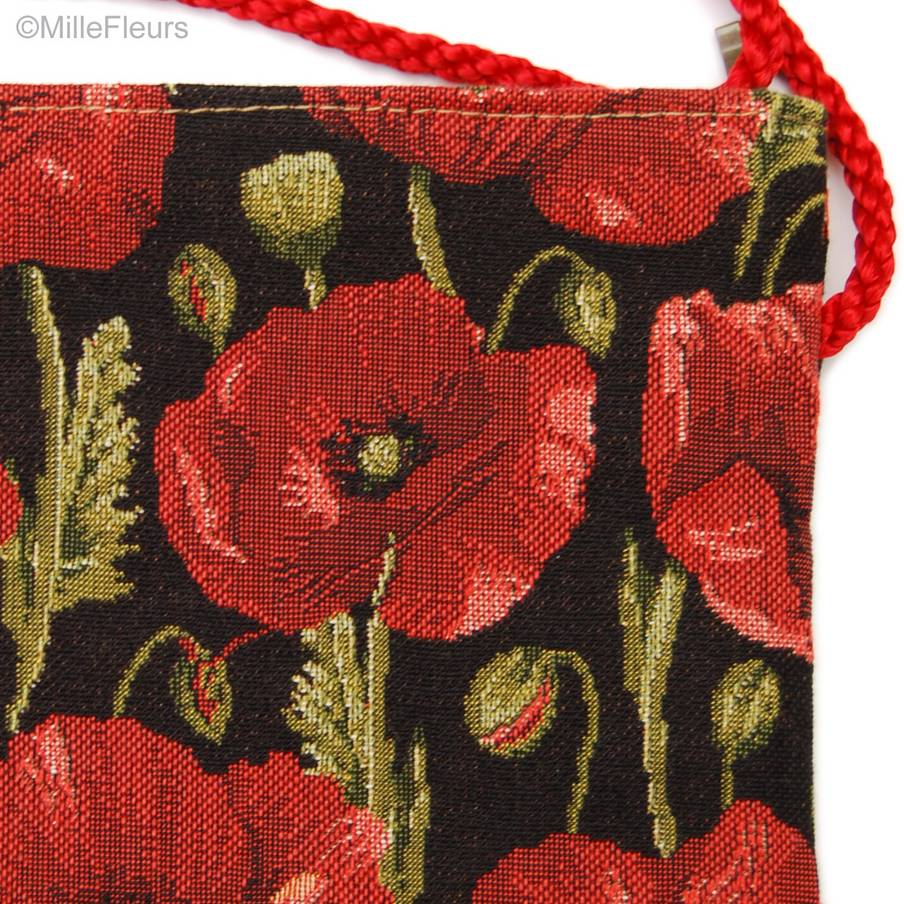 Klaprozen op zwart Handtassen Avondtasjes Frida - Mille Fleurs Tapestries