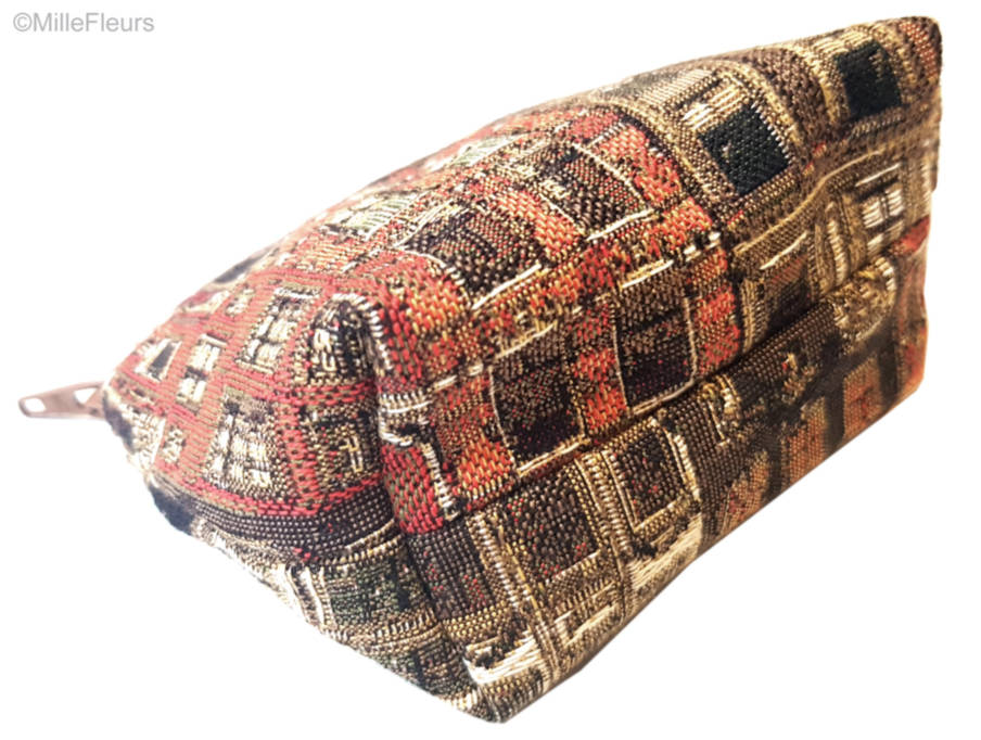 Flemish Houses Make-up Bags Zipper Pouches - Mille Fleurs Tapestries