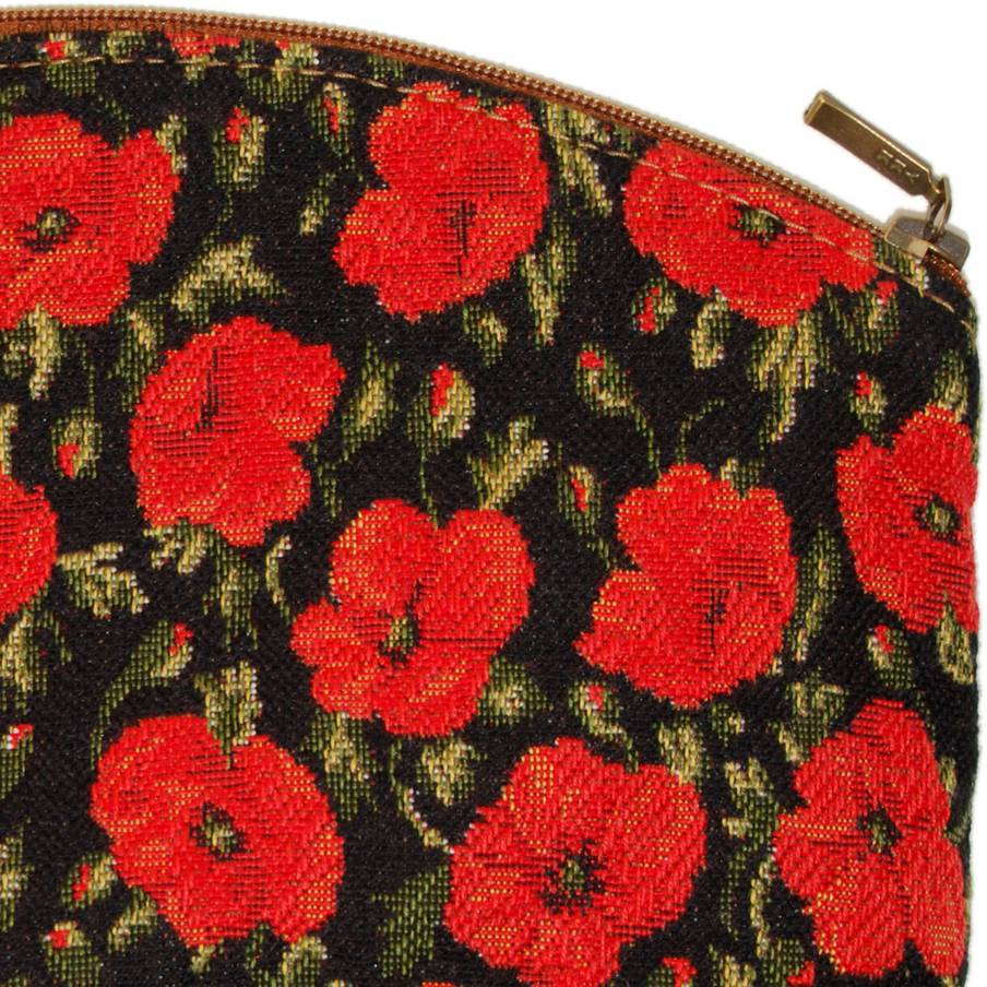 Petits coquelicots sur noir Sacs de Maquillage Coquelicots - Mille Fleurs Tapestries