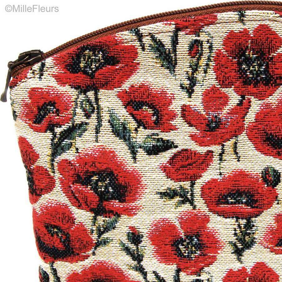 Small poppies on ecru Make-up Bags Poppies - Mille Fleurs Tapestries