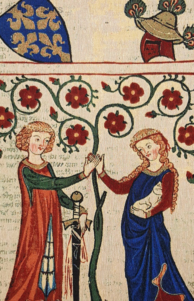 Codex Manesse Triptyque 2 Tapisseries murales Codex Manesse - Mille Fleurs Tapestries