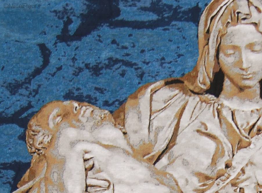 Pieta van Michelangelo, blauw Wandtapijten Religieus - Mille Fleurs Tapestries