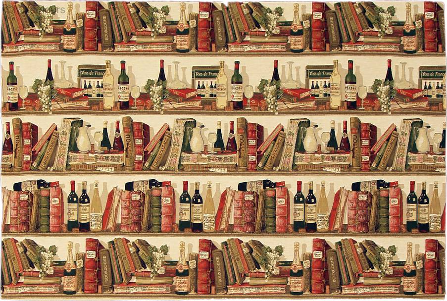 Book and Wine Shelf Wall tapestries Bookshelves - Mille Fleurs Tapestries