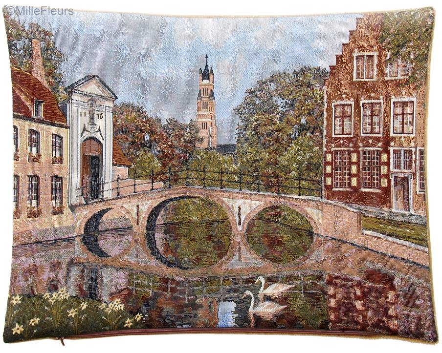 Begijnhof te Brugge Kussenslopen Belgische Historische Steden - Mille Fleurs Tapestries