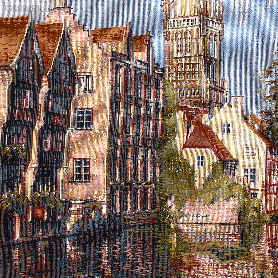 Rozenhoedkaai in Bruges Tapestry cushions Belgian Historical Cities - Mille Fleurs Tapestries